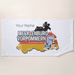 Mecklenburg-Western Pomerania Vinateg Map Germany Beach Towel
