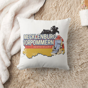 Mecklenburg-Western Pomerania Vinateg Map Germany Cushion