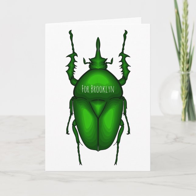 Mecynorhina torquata bug cartoon illustration  card (Front)