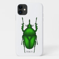 Mecynorhina torquata bug cartoon illustration 