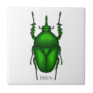 Mecynorhina torquata bug cartoon illustration  ceramic tile