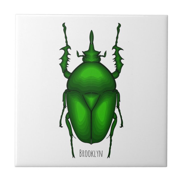 Mecynorhina torquata bug cartoon illustration  ceramic tile (Front)