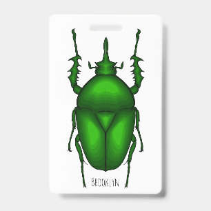 Mecynorhina torquata bug cartoon illustration ID badge