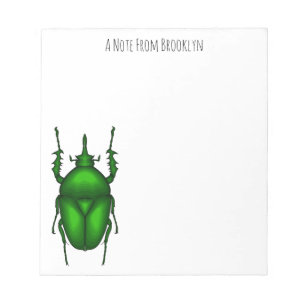 Mecynorhina torquata bug cartoon illustration notepad