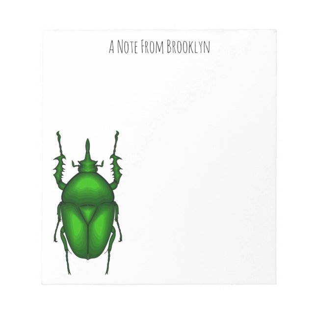 Mecynorhina torquata bug cartoon illustration  notepad (Front)