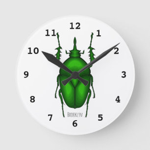 Mecynorhina torquata bug cartoon illustration round clock