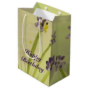 Med Gift Bag In Purple And Lime Floral Design