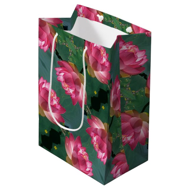 Med Gift Bag Pink Lotus (Front Angled)