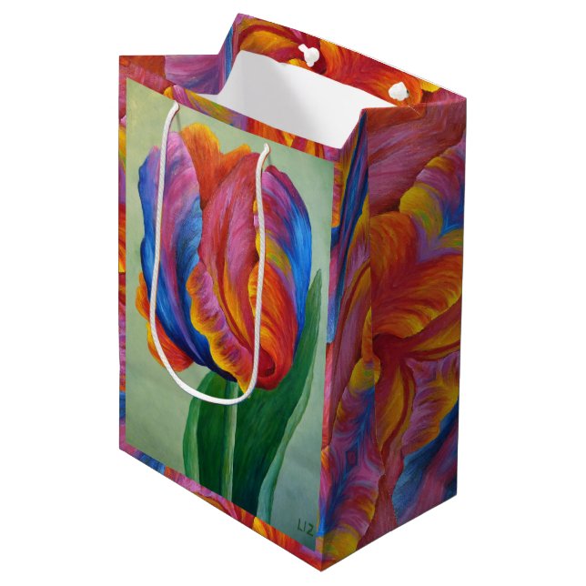 Med Gift Bag Rainbow Tulip #1 (Front Angled)