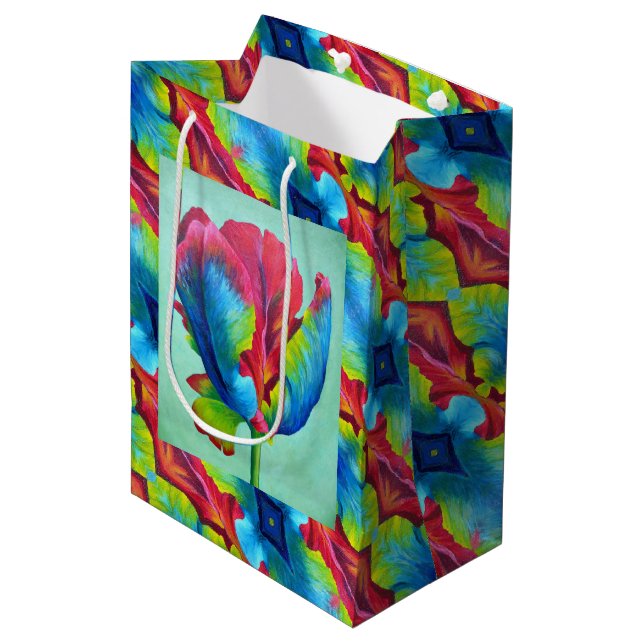 Med Gift Bag Rainbow Tulip #2 (Front Angled)