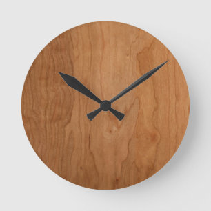 Med-Lt Wood Grain Round Clock
