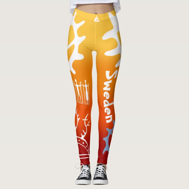 Med samiska tecken och text populära! leggings (Front)