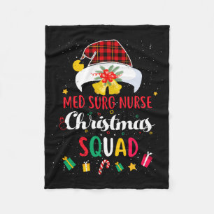 Med Surg Nurse Christmas Squad Santa Hat Match Lon Fleece Blanket