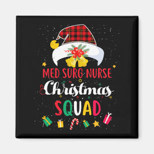 Med Surg Nurse Christmas Squad Santa Hat Match Lon Magnet