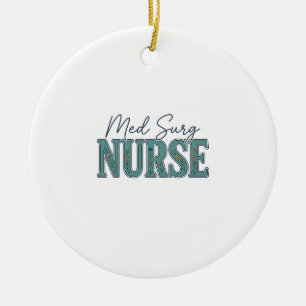 Med Surg Nurse Floral Vintage Engraving Design_1 Ceramic Ornament
