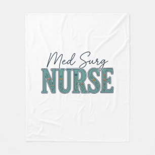 Med Surg Nurse Floral Vintage Engraving Design_1 Fleece Blanket