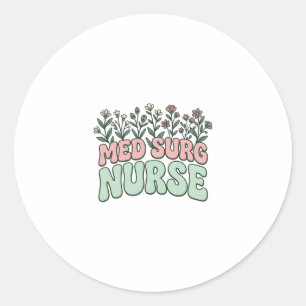 Med Surg Nurse Floral Vintage Vector Design_1 Classic Round Sticker