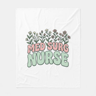 Med Surg Nurse Floral Vintage Vector Design_1 Fleece Blanket