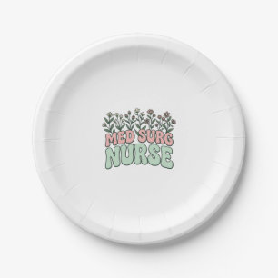 Med Surg Nurse Floral Vintage Vector Design_1 Paper Plate