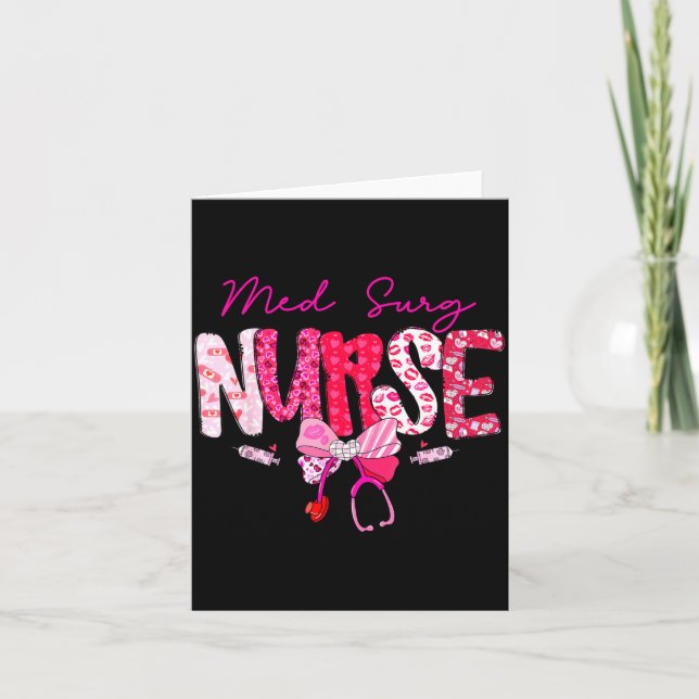 Med Surg Nurse Valentine's Day Stethoscope Coquett Card (Front)