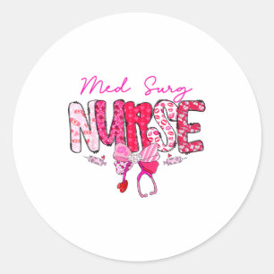 Med Surg Nurse Valentines Day Stethoscope Coquette Classic Round Sticker