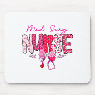 Med Surg Nurse Valentines Day Stethoscope Coquette Mouse Pad