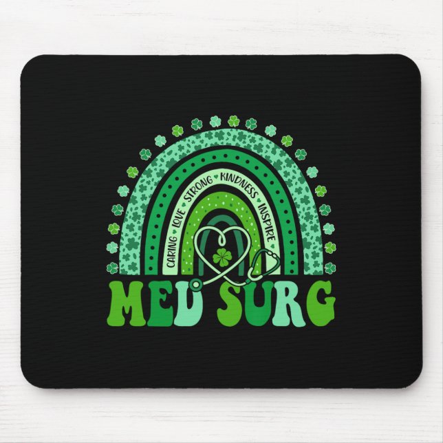 Med Surg Rainbow Leopard St Patricks Day Nurse  Mouse Pad (Front)