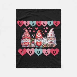 Med-surg Squad Nurse Gnome Heart Valentine Scrub S Fleece Blanket