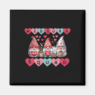 Med-surg Squad Nurse Gnome Heart Valentine Scrub S Magnet