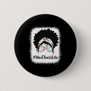 Med Tech Black Afro Messy Bun African American Wom 6 Cm Round Badge