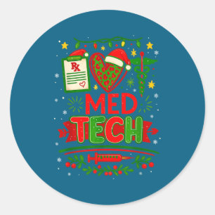 Med Tech Christmas Medical Technologist Pharmacy X Classic Round Sticker