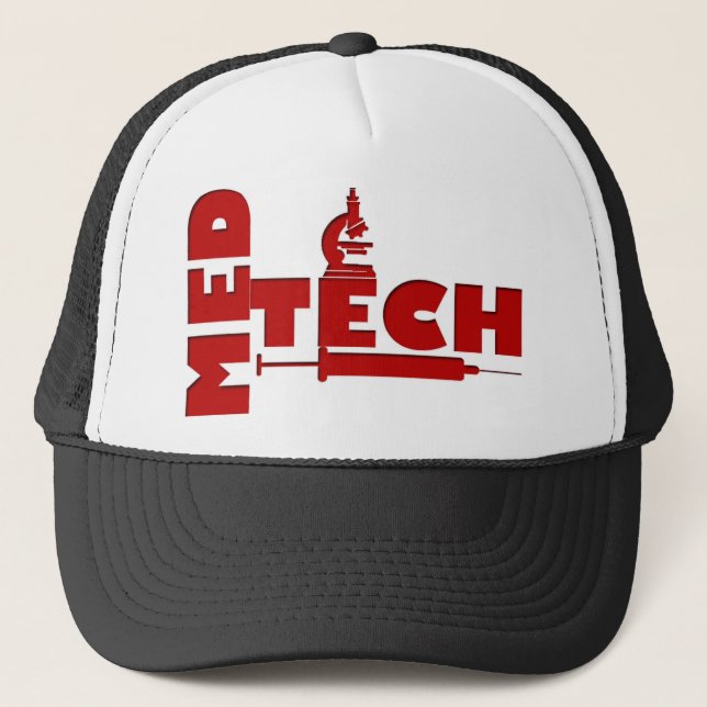 MED TECH MICROSCOPE SYRINGE (MEDICAL TECHNOLOGIST) TRUCKER HAT (Front)