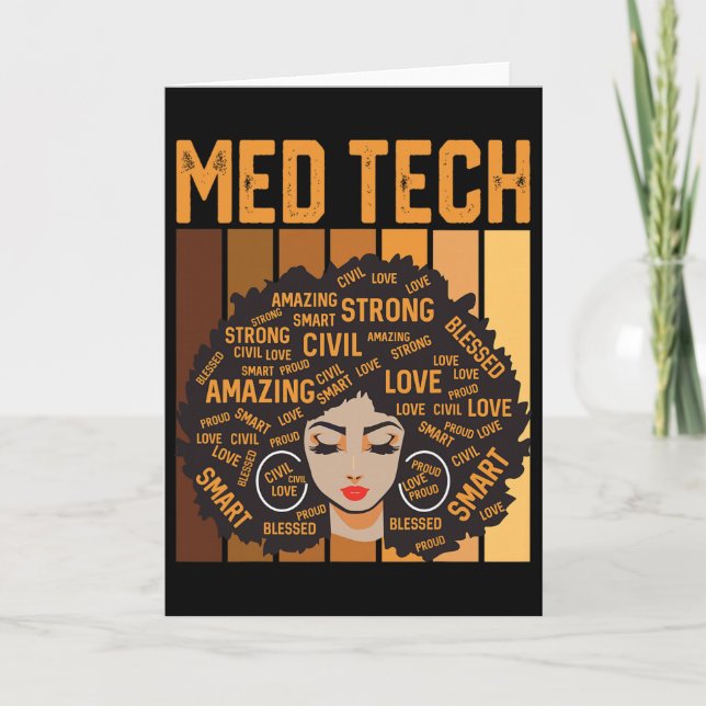 Med Tech Powerful Black History Month Black Pride  Card (Front)