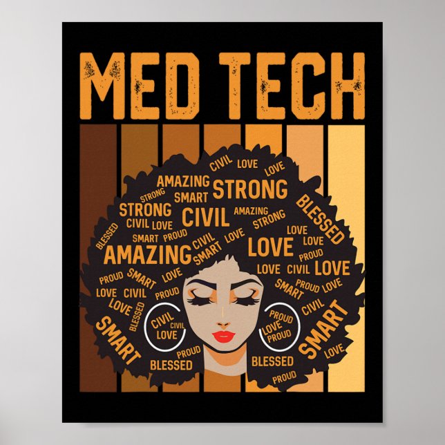 Med Tech Powerful Black History Month Black Pride  Poster (Front)