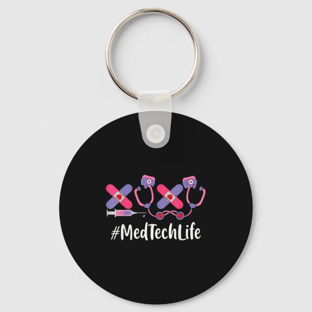 Med Tech Valentines Day Women Heart Stethoscope Ap Key Ring (Front)