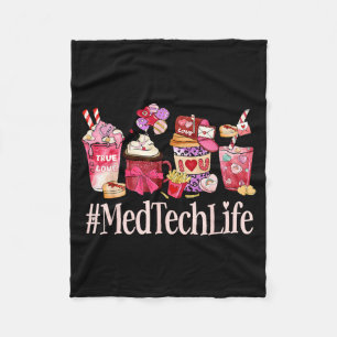 Med Tech Women Coffee Lovers Funny Valentine's Day Fleece Blanket
