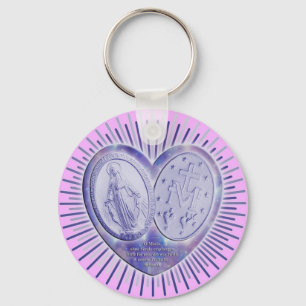 medaille miraculeuse / Wunderbare Medaille pink Key Ring