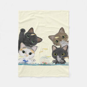 Medaka Cats Fleece Blanket