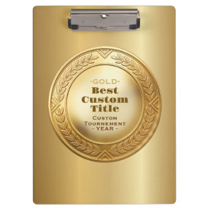 Medal Custom 3D Realistic Editable Foil Gold Clipboard