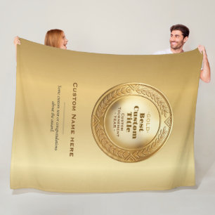 Medal Custom 3D Realistic Editable Foil Gold Fleece Blanket