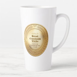 Medal Custom 3D Realistic Editable Foil Gold Latte Mug