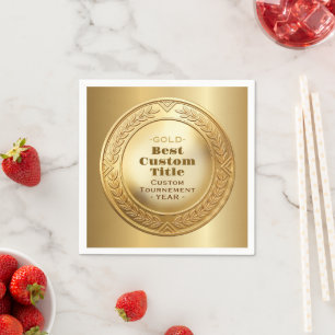 Medal Custom 3D Realistic Editable Foil Gold Napkin