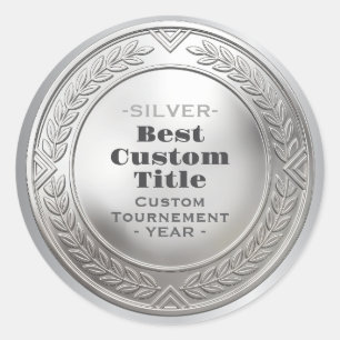 Medal Custom 3D Realistic Editable Foil Silver Classic Round Sticker