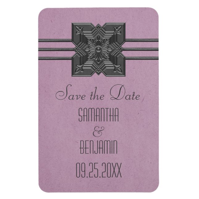 Medallion Border Save the Date Magnet, Lilac Magnet (Vertical)