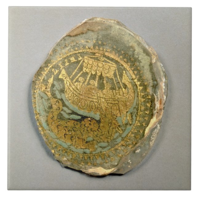Medallion depicting Jonah and the whale, Roman, 4t Ceramic Tile (Front)