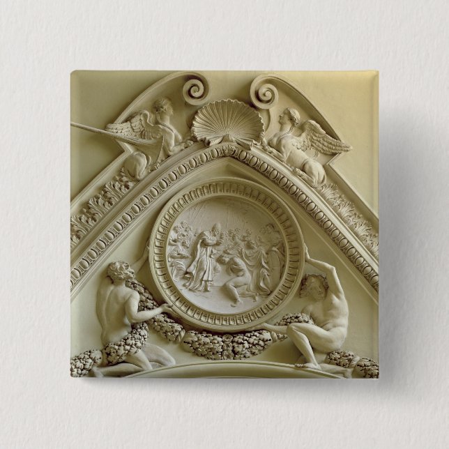 Medallion depicting the Baptism of Constantine 15 Cm Square Badge (Front)