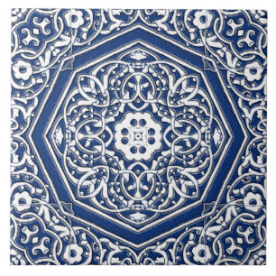 Medallion in Persian Tile Pattern - Blue and White