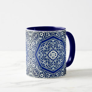 Medallion in Persian Tile Pattern - Blue and White Mug