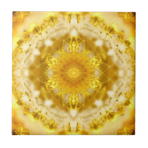 Medallion Pattern in Mustard Yellow Batik Pattern Ceramic Tile