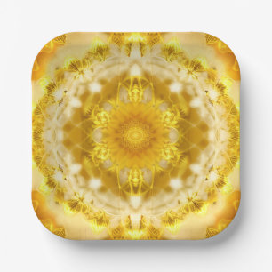 Medallion Pattern in Mustard Yellow Batik Pattern Paper Plate
